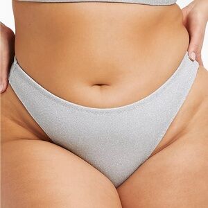 NWT Good American Silver Sparkle Bikini Bottom